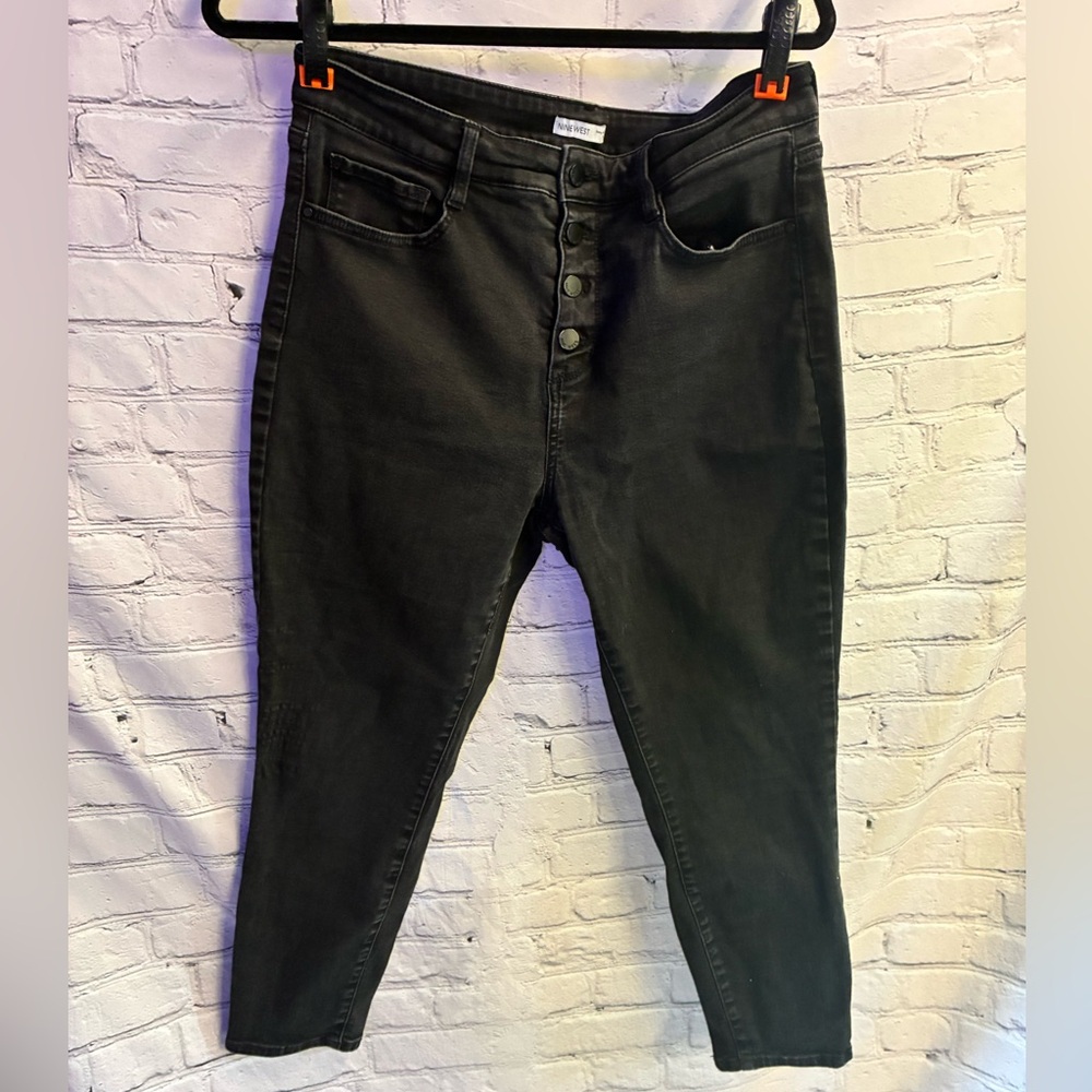5/$20 Nine West Plus Black High Rise‎ Button Up Stretch Slim Ankle Jeans Sz 14